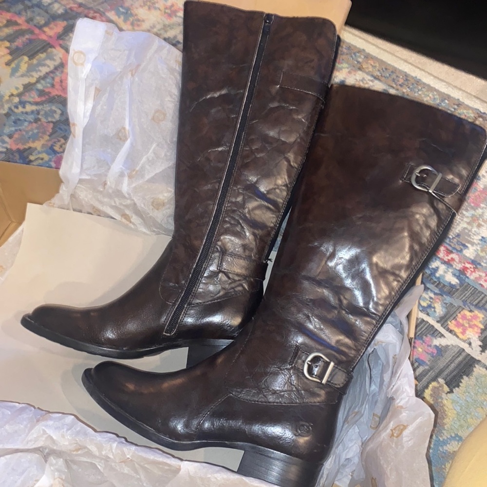 Born Gibb Genuine Leather Equestrian Style Boot in Grey